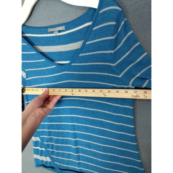 SMARTWOOL Women Sweater SZ S Split Stripe Glacial Blue Heather Base Layer Merino - Picture 3 of 8